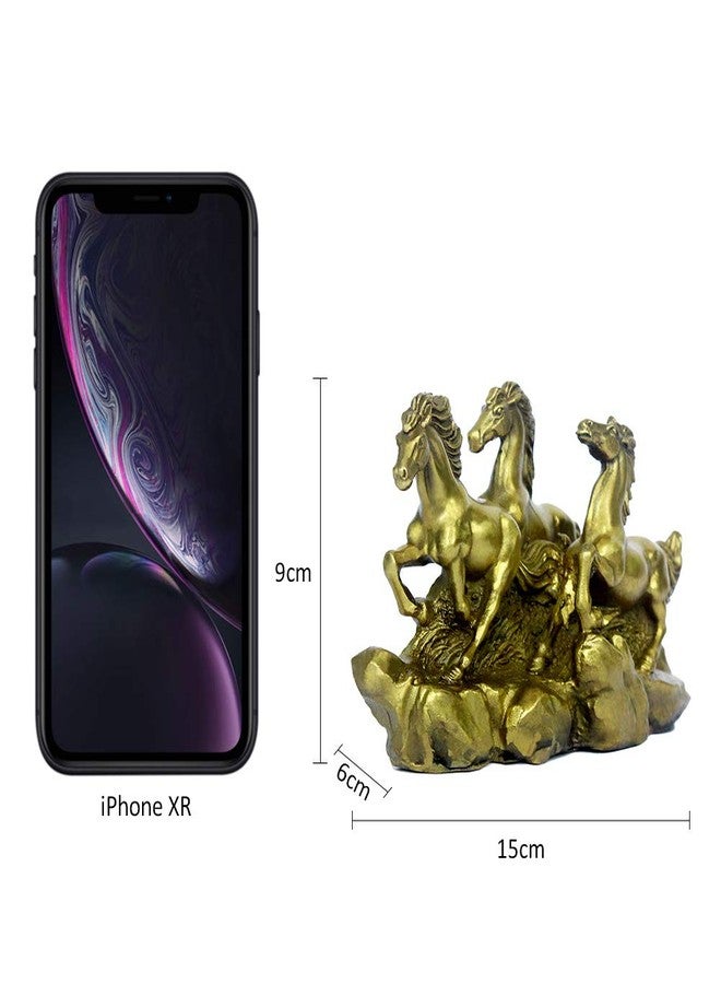 BRASSTAR Brass Feng Shui Three Galloping Horses Statue 5.9”(L) Home Table Decor Sculpture Wealth Career Luck Decorative Figurine Business Gift Collection PTZY006 - Image 2